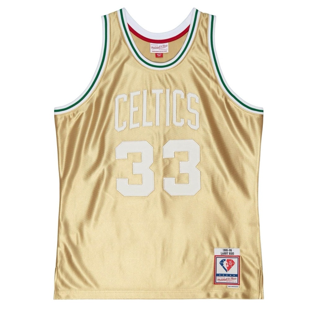 75th Anniversary Gold Swingman Larry Bird Boston Celtics 1985-86 Jersey